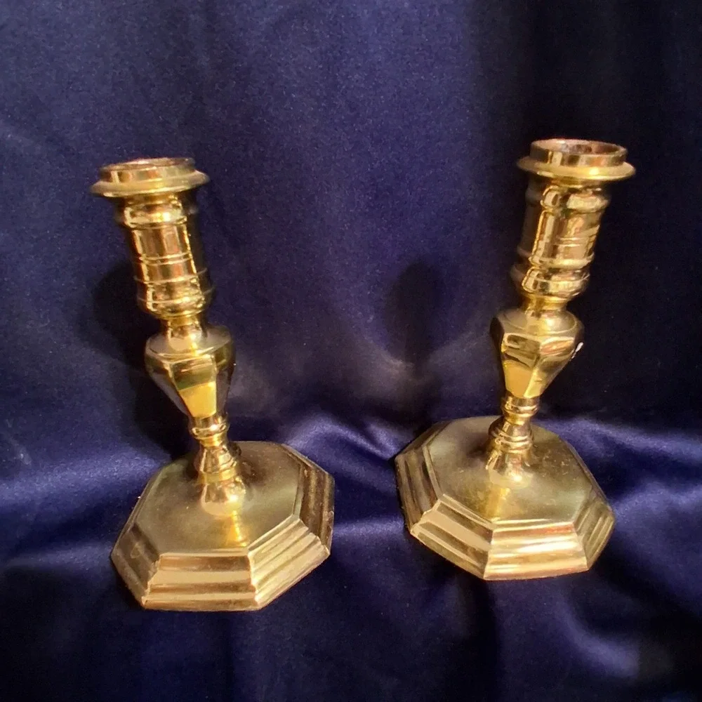 Vintage Hampton Brass Made In India Candlesticks Candleholders‎ EVC Set Of 2